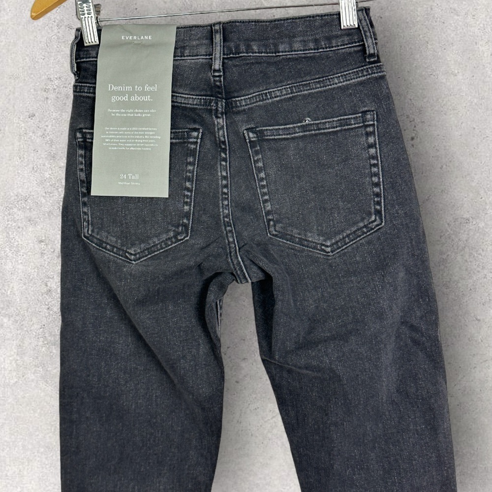 NWT Everlane‎ Black Skinny Jeans Size 24 Tall Denim Sustainable Stretch Mid 24T - Picture 6 of 15